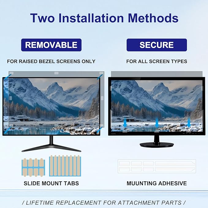 23.8 Inch Privacy Screen for Computer Monitor 16:9 Aspect Ratio, Eye Protection Anti Blue Light Glare Shield, 23.8inch Removable Black Blackout Anti Spy Desktop Security Private Filter