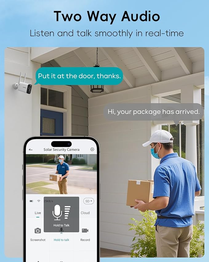 ZUMIMALL Solar Security Cameras Wireless Outdoor, 2K Camera for Home Security, Front Door, Yard & Garage, No Wiring, Color Night Vision, 2.4GHz WiFi, 2-Way Talk, Spotlight & Siren, IP66/Alexa/Cloud