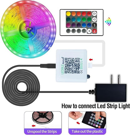 AILBTON 200ft Led Strip Lights(2 Rolls of 100ft led Lights) Ultra Long Led Light Strip with App Voice Control Remote,5050 RGB Music Sync Color Changing Led Lights for Bedroom,Party,Home Decoration