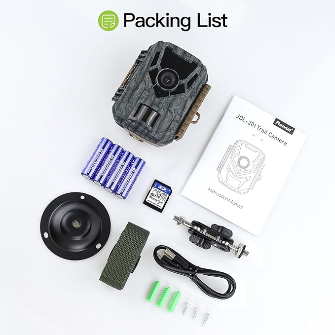 Punvoe Trail Camera 2 Pack 36 MP 2.7K Game Camera 32GB Memory Card 4 Batteries Time 2.0" LCD Screen, Trail Cameras with 120°Wide Night Vision IP66 Waterproof for Monitoring Wildlife Trail Cam
