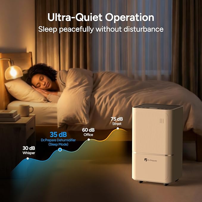 DR.PREPARE 2000-2600 Sq.Ft Dehumidifier for Home with Drain Hose, 38 Pints/Day Dehumidifier for Basement, Bedroom, Bathroom, Dry Clothes, Intelligent Humidistat, 3 Modes, 24H Timer, 0.53 Gal Bucket