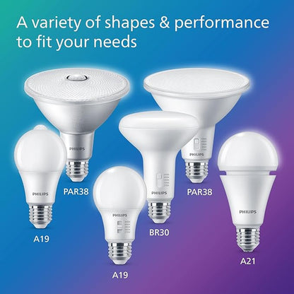 PHILIPS LED 150W A21 4-Pack Soft White Soft White (2700K) 2610 Lumen (29W = 150W) Dimmable Frosted Flicker-Free Light Bulbs