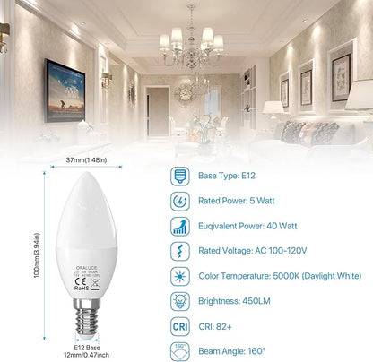 ORALUCE 丨 Bundle - Candelabra Light Bulbs Warm White 5000K (Pack of 6) & Smart LED Bulb A19 Wi-Fi and Bluetooth (Pack of 4)