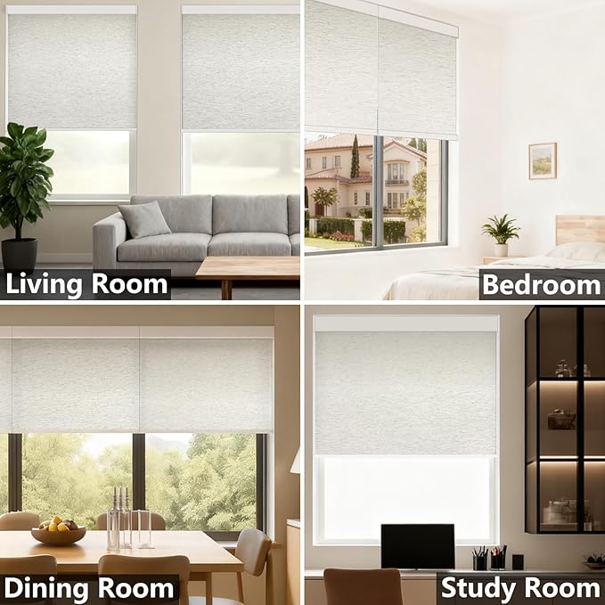 Motorized Blackout Roller Shades with Remote – Smart Blinds for Bedroom, Alexa Google Home Siri, Matter Compatible, Custom Electric Window Shades, Cordless Rechargeable