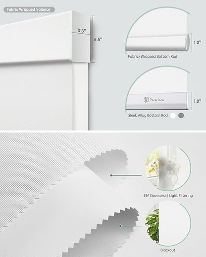 Yoolax Smart Dual Roller Shades, Motorized Blinds with Remote Smart Blinds Compatible with Alexa, Automatic Dual Shades for Windows Bedroom (Pure White & 5% Openness White)