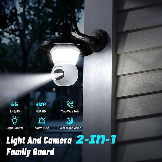 Smart Light Bulb Security Camera,5G&2.4G Security Cameras Wireless Outdoor,2K Light Bulb Camera, 360° Camera for Home Security,AI Detection,Smart Night Vision, Two-Way Audio (White 1 Pack)