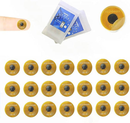 18 Pcs NTAG215 FPC Flexible NFC Tags, 10mm Round Heat Resistant Waterproof Programmable Stickers, Adhesive Mini RFID Labels for Nail Decor, Smartphones, Wearables & Home Automation