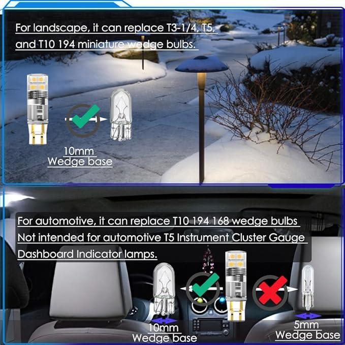 T5 Wedge Base LED Bulb 12V and MR16 Smart Light Bulbs