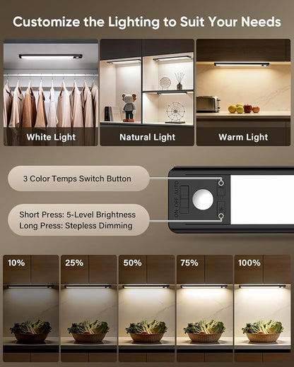 MCGOR 14.7inch Under Cabinet Lighting, Wireless Motion Sensor Light,5 Pack