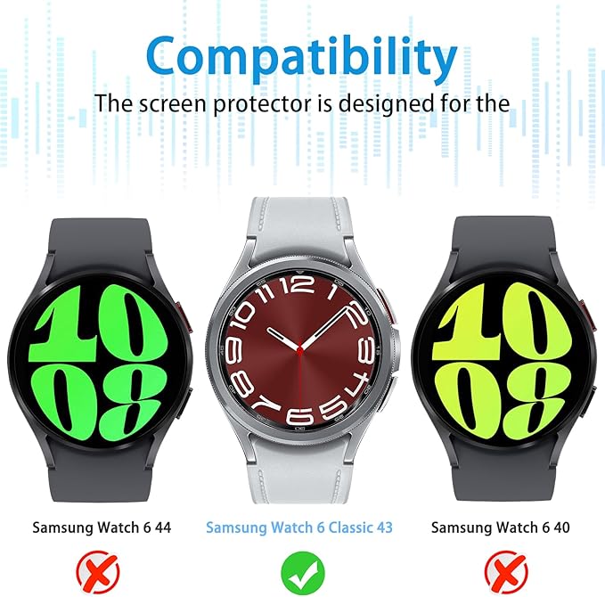 Suoman 4-Pack for Samsung Galaxy Watch 6 Classic 43mm Privacy Screen Protector, [Anti-peeping] 9H Hardness Ultra-thin Tempered Glass Screen Protector Film ﻿