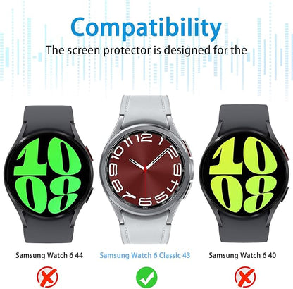 Suoman 4-Pack for Samsung Galaxy Watch 6 Classic 43mm Privacy Screen Protector, [Anti-peeping] 9H Hardness Ultra-thin Tempered Glass Screen Protector Film ﻿