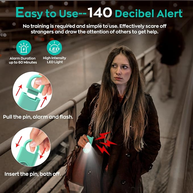 Fauxomor 140dB Personal Safety Alarm for Women 9pack Self Defense Keychain