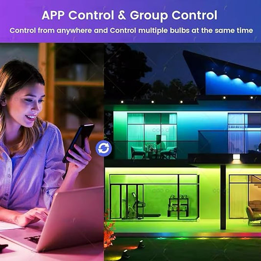 Smart Light Bulb, Candlestick LED Bulb, Pendant Light Bulb, E27 Base, dimmable and RGB Color Changing, with Remote Control, 4-Pack