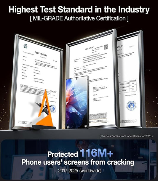 UltraGlass Unbreak Top 9H+ Glass for Samsung Galaxy S24 Ultra Screen Protector [Military Grade Shatterproof & Longest Durable] Screen Protector S24 Ultra Tempered Glass, Auto Installation, 2 Pack