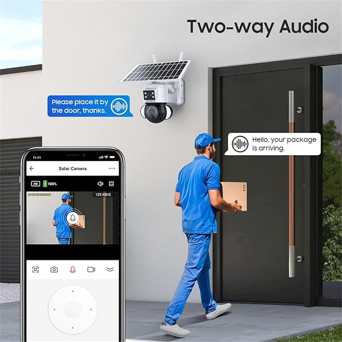 INQMEGA Solar Security Cameras Tuya Smart,3MP FHD WiFi 360° View 15000mAh Solar Powered Cameras for Home,PIR Motion Sensor Flood Light with Siren,Two-Way Audio,Color Night Vision,TUYA Smart Life