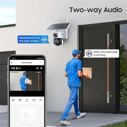 INQMEGA Solar Security Cameras Tuya Smart,3MP FHD WiFi 360° View 15000mAh Solar Powered Cameras for Home,PIR Motion Sensor Flood Light with Siren,Two-Way Audio,Color Night Vision,TUYA Smart Life