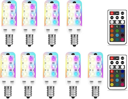 XRise E12 LED Bulb 2.5W Dimmable RGB+White Color Changing with Remote Control Equivalent 25W Halogen E12 Base LED Light Bulbs 6000K 250LM, No Flicker,9 Pack