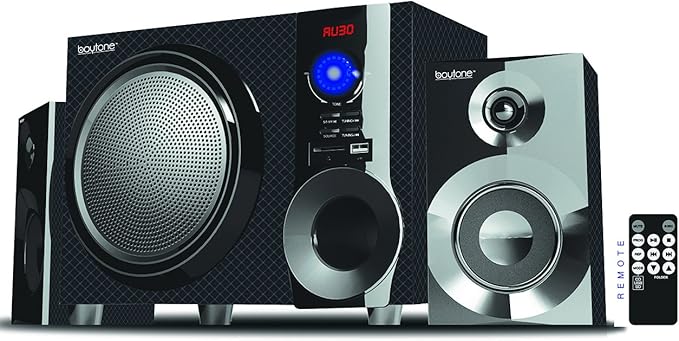 Boytone BT-210FD, Ultra Wireless Bluetooth Main unit, Powerful Sound with Powerful Bass System 30 watt, Excellent Quality Clear Sound & FM radio, with Remote Control Aux Port, SB/SD/ for Smartphone's , Tablets , Desktop Computers , Laptops ,Black Color