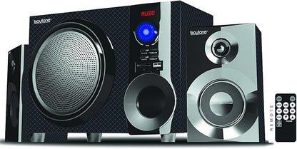 Boytone BT-210FD, Ultra Wireless Bluetooth Main unit, Powerful Sound with Powerful Bass System 30 watt, Excellent Quality Clear Sound & FM radio, with Remote Control Aux Port, SB/SD/ for Smartphone's , Tablets , Desktop Computers , Laptops ,Black Color