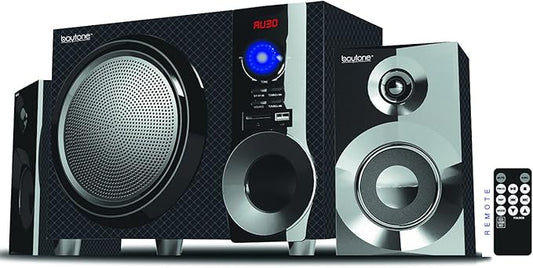 Boytone BT-210FD, Ultra Wireless Bluetooth Main unit, Powerful Sound with Powerful Bass System 30 watt, Excellent Quality Clear Sound & FM radio, with Remote Control Aux Port, SB/SD/ for Smartphone's , Tablets , Desktop Computers , Laptops ,Black Color