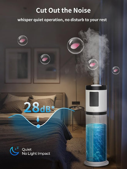 8L Humidifiers for Bedroom, 30dB Quiet, 500ft² Coverage, 60H Runtime