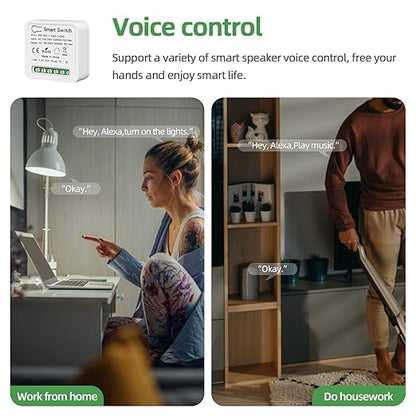 VIPMOON WiFi Smart Light Switch, Mini Smart Breaker Module, APP/Voice Remote Control, Compatible with Alexa, Google Home, Tuya/Smart Life (1/2 Way, AC 100-240V)