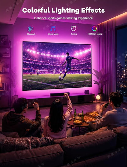 MATICOD LED Lights for TV, 13.1ft TV Lights for 45-60in, Music Sync Color Changing Tv Backlight with Bluetooth Smart App Remote Control, USB Powered RGB 5050 RGB Strip Light for Xmas Decor