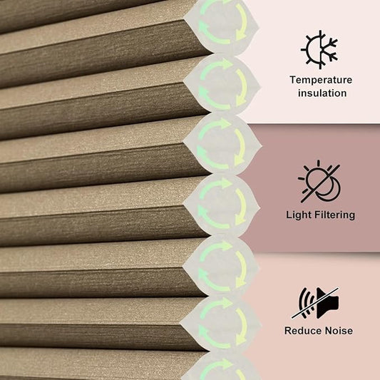 Bringnox Smart Motorized Cellular Shades with Google Home and Alexa Via HUB,and Customized(Filtering Blue-105, Light Filtering)