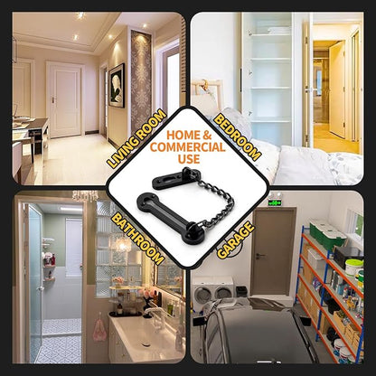 Screen Door Latch – Heavy Duty 304 Stainless Steel Apartment Security Lock, French Door Lock, Storm Door Latch, Child Proof & Anti-Break-in Protection (Black)