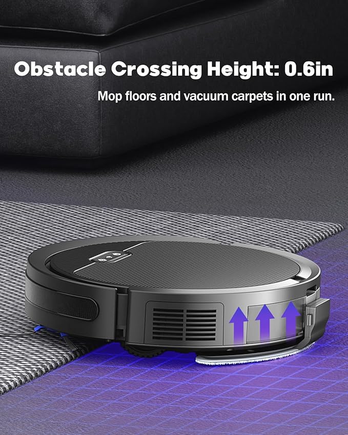 V3 Robot Vacuum and Mop, 3 in 1 Robot Vacuum Cleaner, Self-Charging Robotic Vacuum, 120 Min Runtime, 5000Pa Suction, 2.99" Thin, Support 2.4GWifi/ Alexa/App, for Pet Hair,Carpet,Hard Floor
