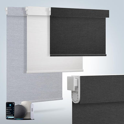 Motorized Blinds for Windows - Hapadif Roller Window Shades with Remote, No-Drill Installation, Cordless Automatic Blackout Electric Blinds, Adjustable Height, Easy to Use (Black, 31 x 72)