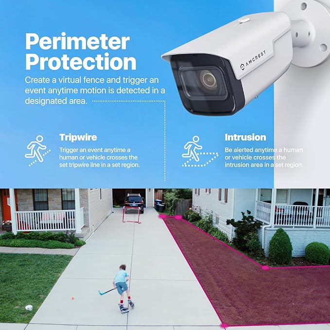 Amcrest 4K Optical Zoom AI IP PoE Camera, Varifocal Outdoor IP POE Camera Bullet, Human & Vehicle Detection, F1.5, 2.7mm~13.5mm Lens, IP67, 5X Optical Zoom, (IP8M-VB2696EW-AI)