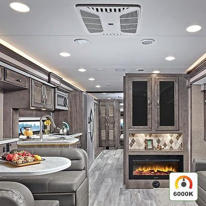 4.5-Inch LED Recessed Mount Ceiling Down Light, 12V RV Puck Under Cabinet, 6000K Day Light, Interior for Camper Trailer Motorhome Boat, 6 Packs