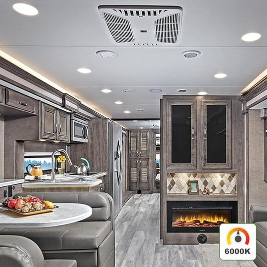 4.5-Inch LED Recessed Mount Ceiling Down Light, 12V RV Puck Under Cabinet, 6000K Day Light, Interior for Camper Trailer Motorhome Boat, 6 Packs