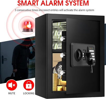 3.5 Cuft Large Safes for Home Use Water and Fireproof, Digital Security Fire Safe Box with Programmable Keypad, Key Lock & Removable Shelf, Anti-Theft Document Safe for Money, Medicine and Valuables