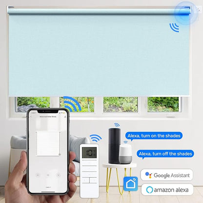 Smart Motorized Window Shades, Customizable Room Darkening Blinds with Remote Control for Home or Office