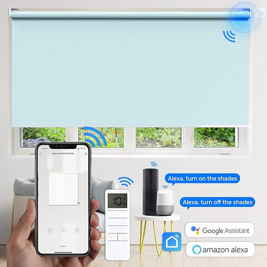 Smart Motorized Window Shades, Customizable Room Darkening Blinds with Remote Control for Home or Office