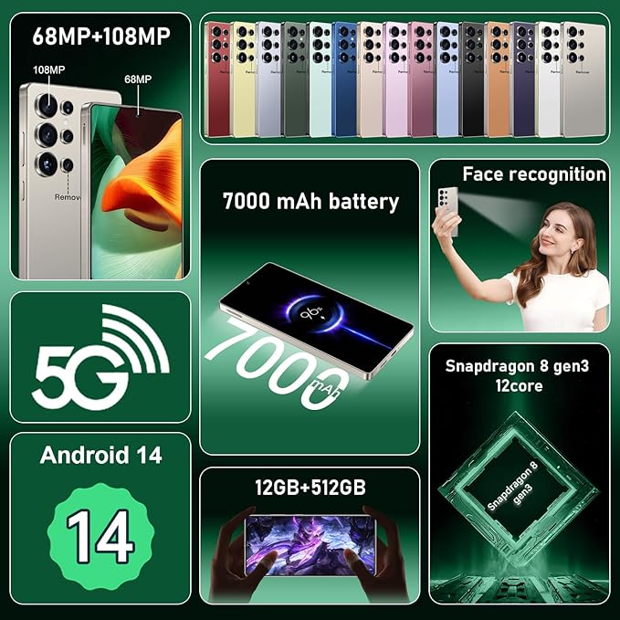 I25 Ultra: 6.99" FHD+ Android 14 Smartphone | 12GB+512GB | 108MP+68MP Camera | 7000mAh Battery | Built-in Stylus Pen | Blazing Fast Performance (Titanium Gray)