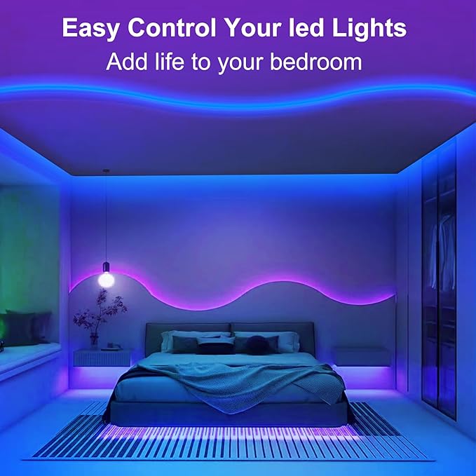 Pandery RGB COB LED Strip Light with Remote and app Control,Music Synchronized Color Change 24V RGB led Strip,6.56FT/2M,10mm Wide,Indoor RGB Lights for Bedroom,Game Room,Bar,Party