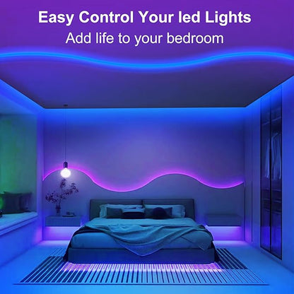 Pandery RGB COB LED Strip Light with Remote and app Control,Music Synchronized Color Change 24V RGB led Strip,16.4FT/5M,10mm Wide,Indoor RGB Lights for Bedroom,Game Room,Bar,Party