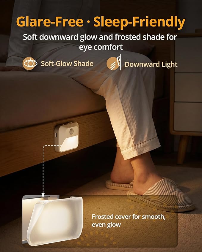 Lyridz Smart Sync Linkable Night Lights with 3-in-1 Charging Dock, Rechargeable Motion Sensor Nightlight, Dimmable Step Lights for Stairs, Hallway, Bathroom, Bedroom, Nursery, Pets, 3 Pack