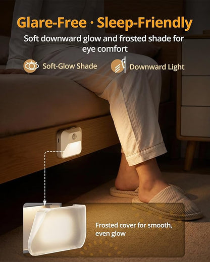 Lyridz Smart Sync Linkable Night Lights with 3-in-1 Charging Dock, Rechargeable Motion Sensor Nightlight, Dimmable Step Lights for Stairs, Hallway, Bathroom, Bedroom, Nursery, Pets, 3 Pack