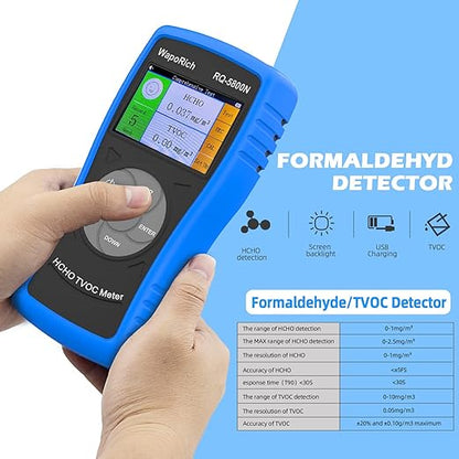 Air Quality Pollution Monitor, Formaldehyde Detector 0-2.50 mg/m³, 2-in-1 TVOC Meter HCHO Tester Indoor with Alarm, USB Rechargeable for Home, Office, HVAC - RQ-5800N