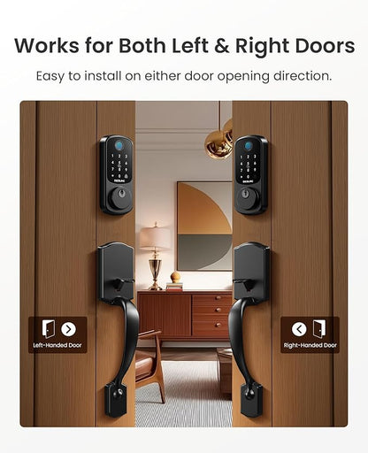 DESLOC B200 Keyless Entry Door Lock with Handle Set, Smart Locks for Front Door, Deadbolt Smart Lock, Front Door Locks Set, Electronic keypad Deadbolt with Handle, 12 Months Battery, IP54