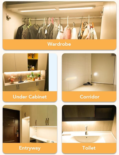 Under Cabinet Lighting, Motion Sensor Lights Indoor Plug in, 16" 12V LED Under Counter Super Bright Magnetic for Kitchen/Hallway/Toilet/Garage/Closet(Warm White/3000K)