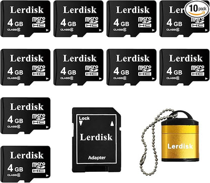 Factory Wholesale Micro SD Card 4GB Pack of 10 in Bulk Micro SDHC with SD Adapter Produced by Authorized Licencee(4GB)
