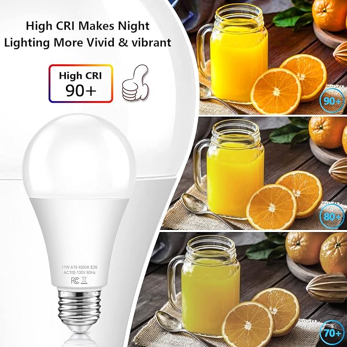 TOBUSA Dusk to Dawn Sensor Light Bulb Outdoor, A19 LED Bulbs Auto On Off 100 watt Equivalent, E26 Sensor Bulbs Neutral White 4000K, 11W 1200lm Smart Light Bulbs for Porch Garage Security, 4PACK