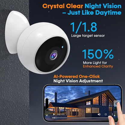 AMTIFO Security Cameras Wireless Outdoor: Magnetic 2-Pack Install-Free Indoor Smart 2K WiFi - Long Battery Life Powered Wireless Cameras for Home Security with AI Motion Detection