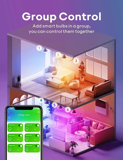VOCOlinc Smart Light Bulbs 4Pack, BR30 RGBW Color Changing Light Bulb Works with Alexa, Apple Homekit and Google Assistant, Multicolor 2200K-7000K Dimmable, 800 Lumens 9.5W (60W Equivalent) E26 Base