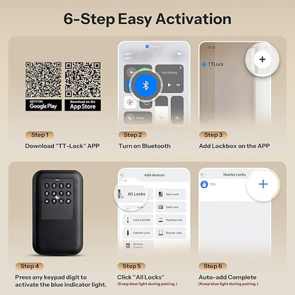 Moquin Smart Bluetooth Key Lock Box –TTLock App Control, Silicone Button IP65 Waterproof, Extra Large Safe Storage Wall Mount & Shackle for Airbnb Realtor House Office